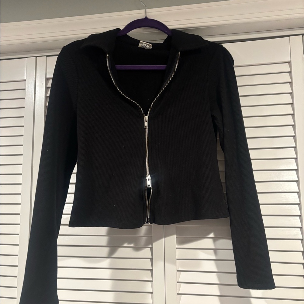 A new day Black Zip-Up Long Sweater